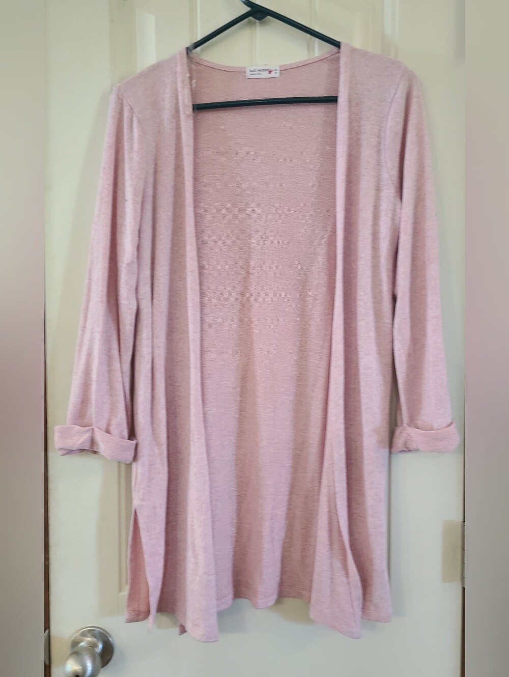 Knit Works Light Pink Open-Front Cardigan Size XL